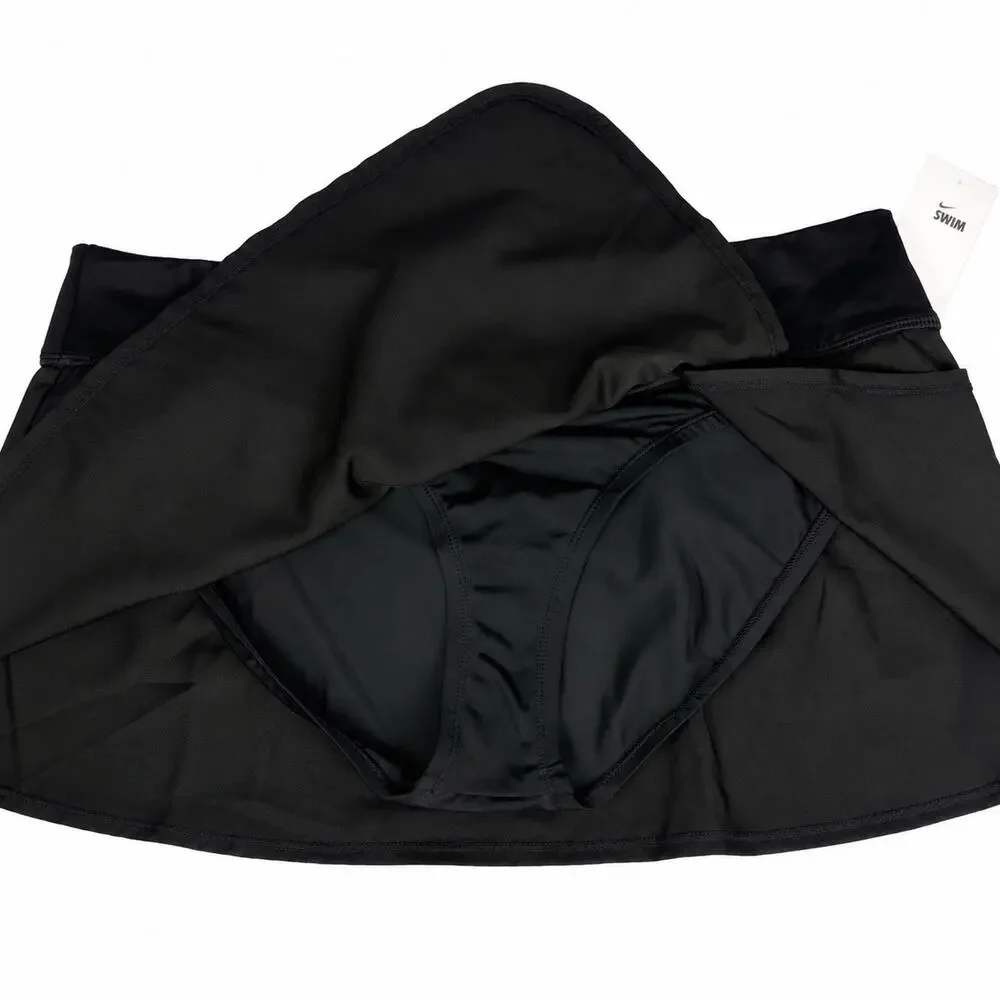Nike Women’s Swim Skort Black Size L Athletic Swim Skirt Built-In Brief NWT